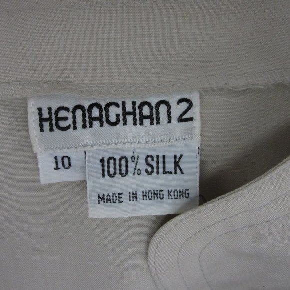Vtg Frances Henaghan 10 Beige 100% Silk LS Blazer - Picture 3 of 9